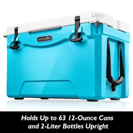 Serenelife Portable Cooler Box - Holds Up to 63 Cans, Keeps Ice Up to 5 Days, Heavy-Duty 75-Quart (Blue) SLCB75BL